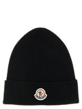 Moncler Black Virgin Wool Beanie