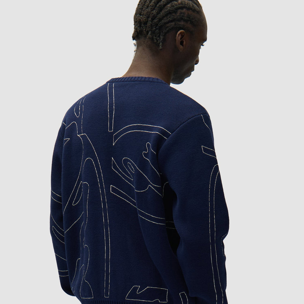 Arte Allover Circle Logo Knit: Navy